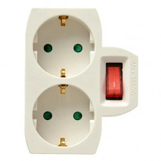 DOORVOERSTEKKER 2V + RA + SCHAKELAAR + CONTROLELAMP WIT
