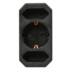 VERDEELSTEKKER 2X EURO + 1X RA VERTICAAL ZWART