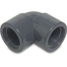 PROFEC KNIE 90&deg; PVC-U 1 1/2" BINNENDRAAD 10BAR GRIJS