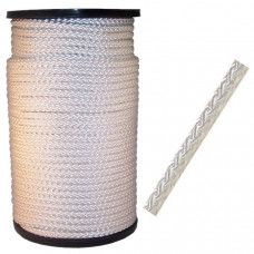 NYLON TOUW WIT, GEVLOCHTEN, 4MM, 100M