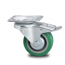 ZWENKWIEL MET REM GROEN PU Ø100MM + REM + CUP ZWENKWIEL MET REM GROEN PU Ø100MM + REM + CUP