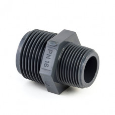 VDL PVC VERLOOPNIPPEL, 2X BUITENDRAAD, 16 BAR, 2" X 1½"